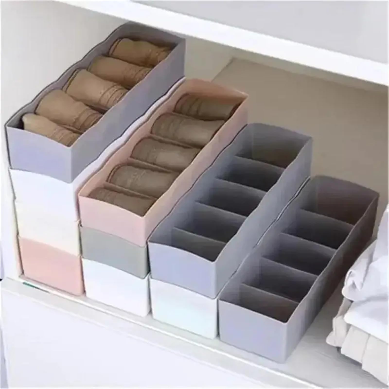 Organizzatore per cassetti di Biancheria Intima, Scatola Porta Calze, Reggiseno, 5 Scomparti, plastica, divisorio per Armadio, Accessorio da scrivania, Cestino per la casa