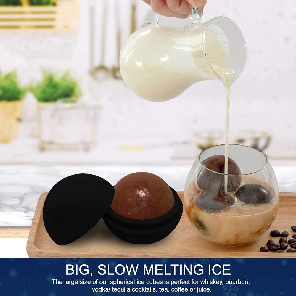 KASTWAVE Ice Ball Molds, Large Sphere Ice Molds, Silicone Sphere Ice Cube Molds with Built-in Funnel - Makes Large Ice Cubes ideal for Soda, Parties - Reusable, BPA Free