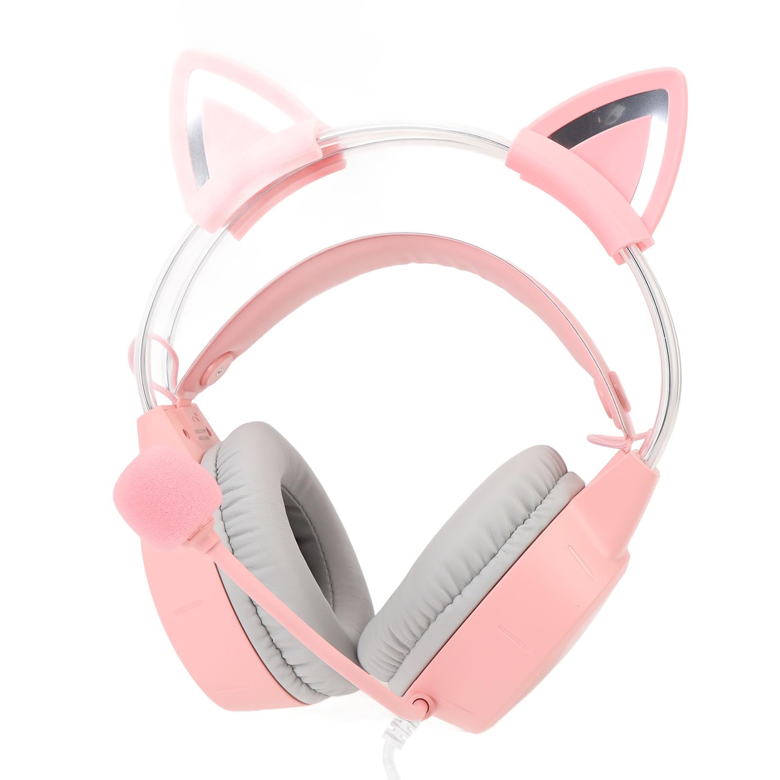 Casque d'écoute avec Oreilles de Chat, éclairage RVB, Oreilles de Chat Amovibles, Pilote de 50 Mm, Son Surround, Design Ergonomique, compatibilité Multi-Plateforme, pour Filles avec Prise