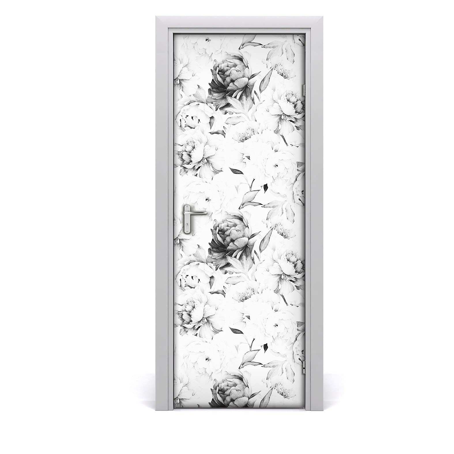 Papier peint sur la porte 77x200cm autocollant imperméable décoration pivoine