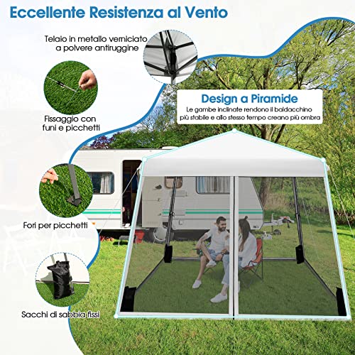 COSTWAY Gazebo Pop-up da Giardino 3 x 3 m, Tenda