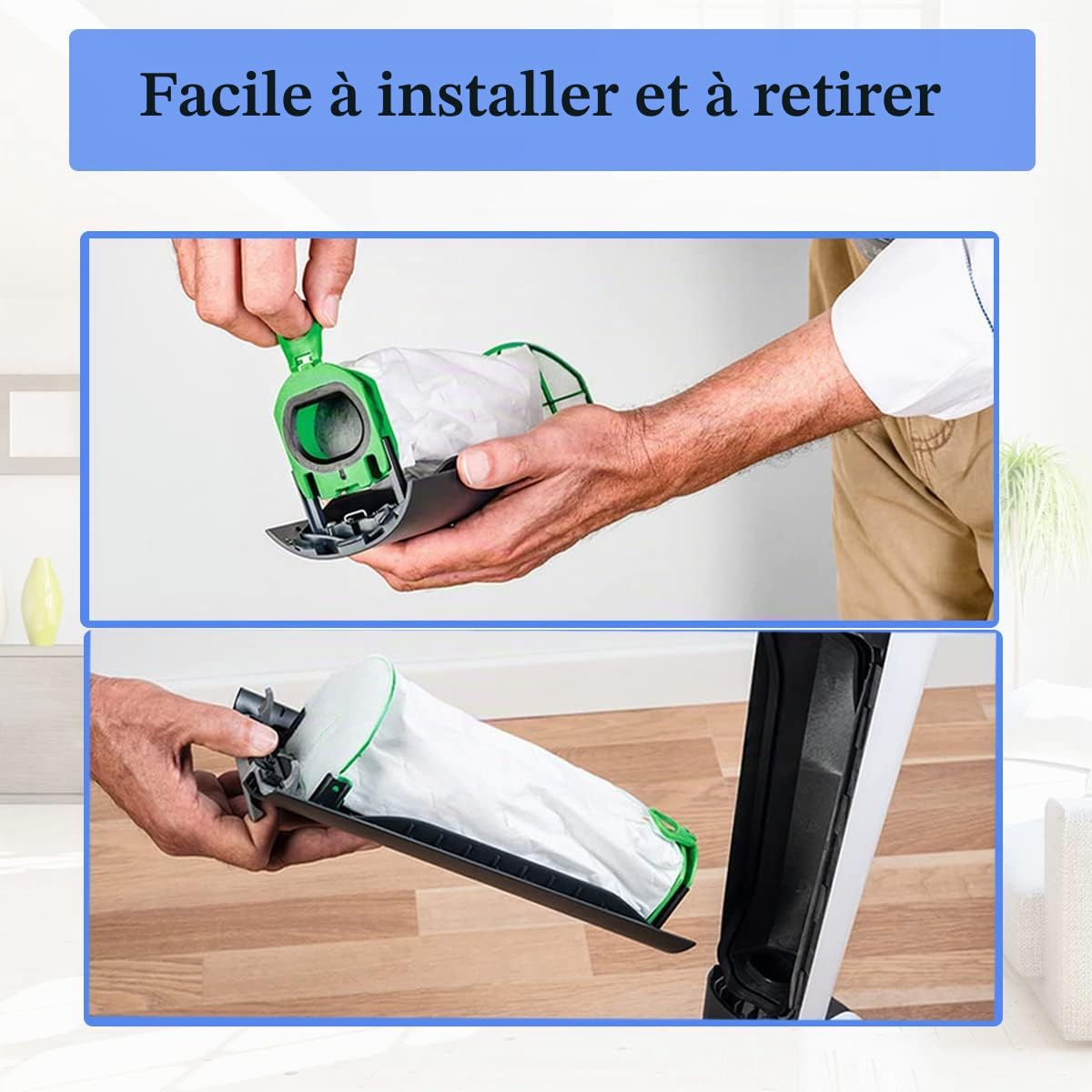 12 Sacs d'Aspirateur pour Vorwerk Kobold VB100 VB 100, Sac À Poussière de Rechange pour Vorwerk Kobold FP100 FP 100 Aspirateur