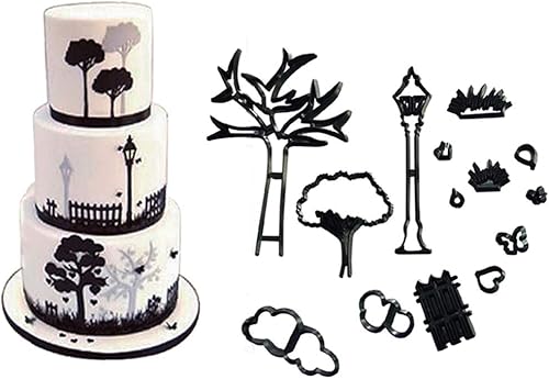 Airlxf - Juego de 9 cortadores de galletas de boda Park Fondant, para aniversarios, novias, compromisos, decoración de pasteles, herramienta de