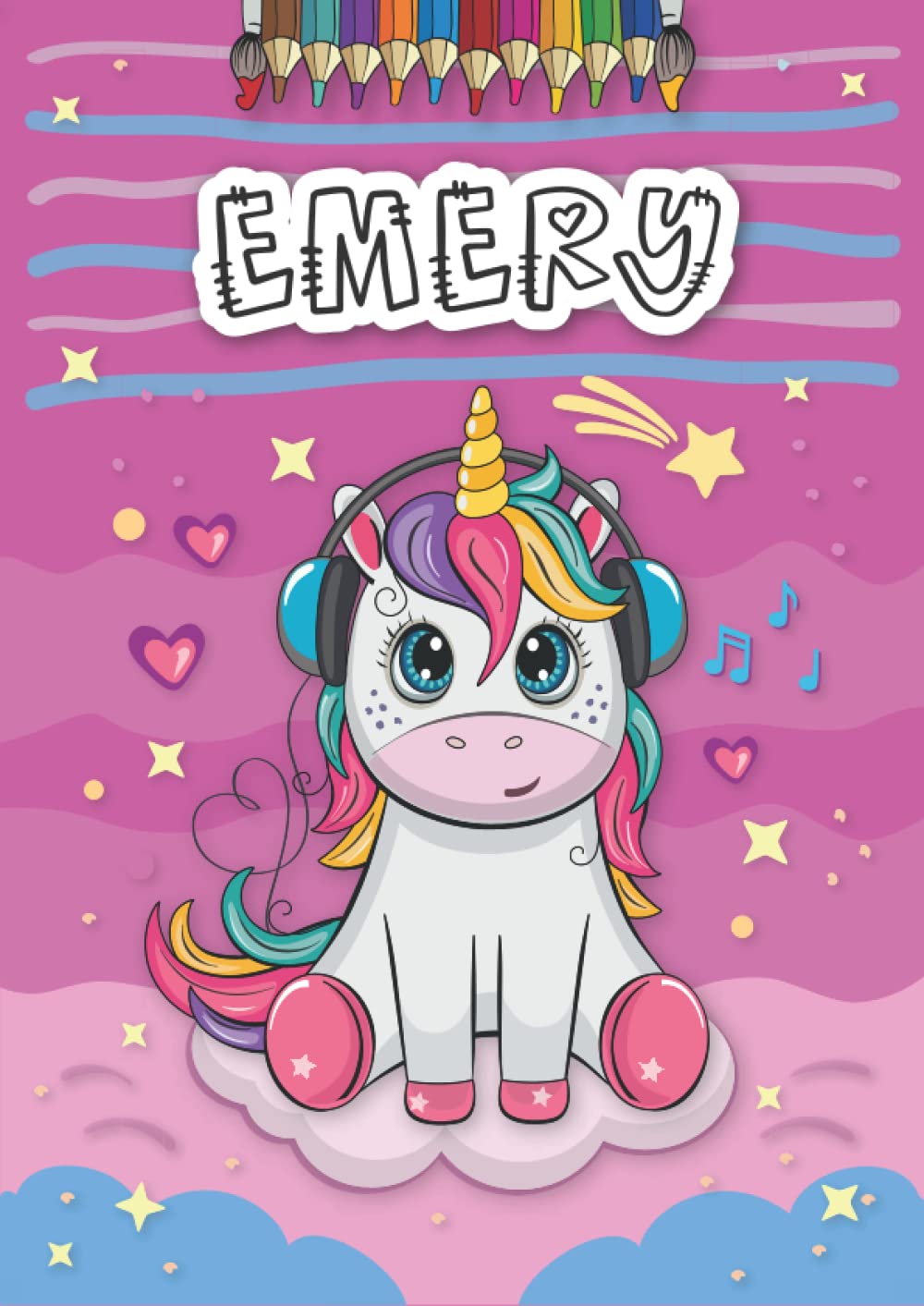 Emery: Personalized Coloring Book for Emery | Theme: Unicorn | Birthday gift for girl, daughter ... | Ages: 4-8 | 25 unicorn designs with name Emery, Large size A4 (ca. 8.5 x 11 inches)
