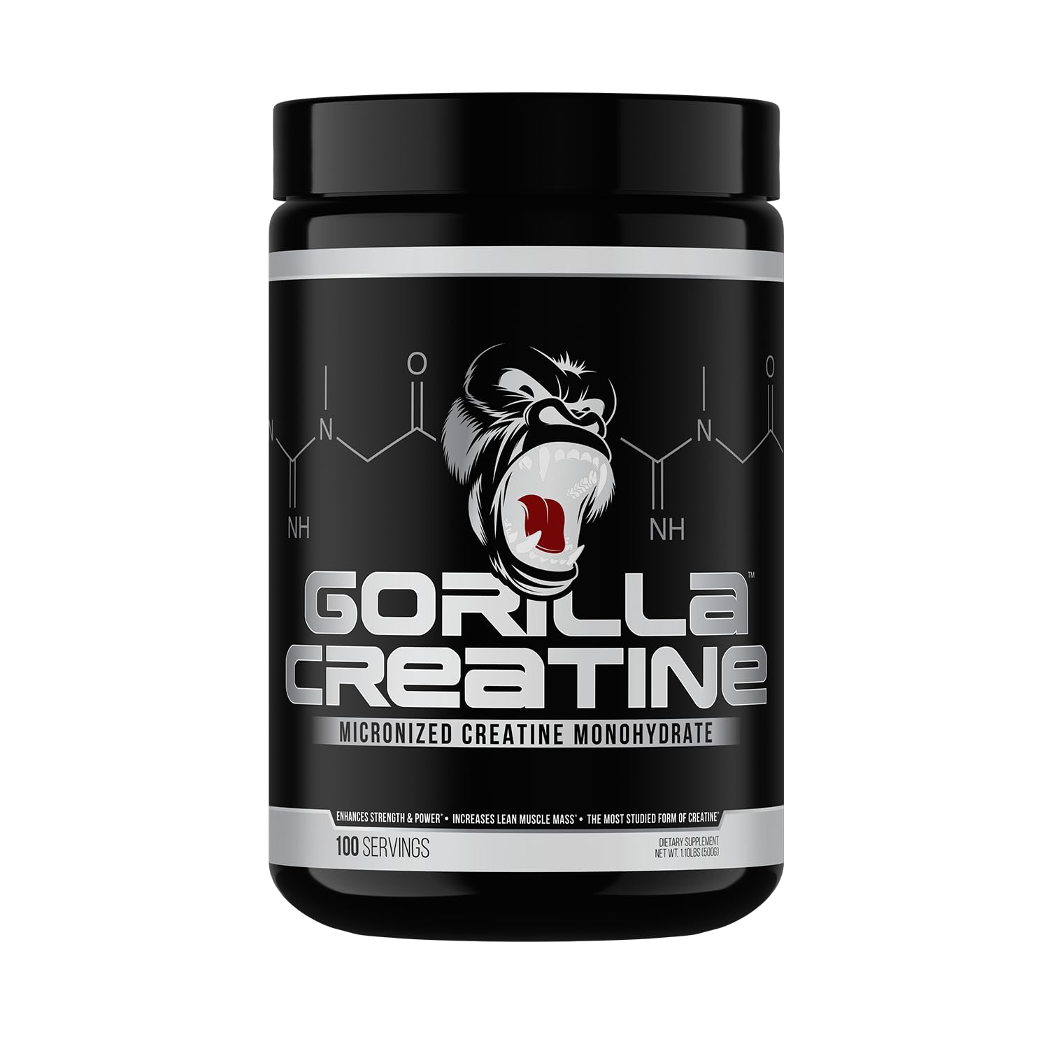 Gorilla Mind Creatine Monohydrate Micronized Powder,Improved Muscle Size, Power Output and Strength, 5 Grams per Servings, 100 Servings