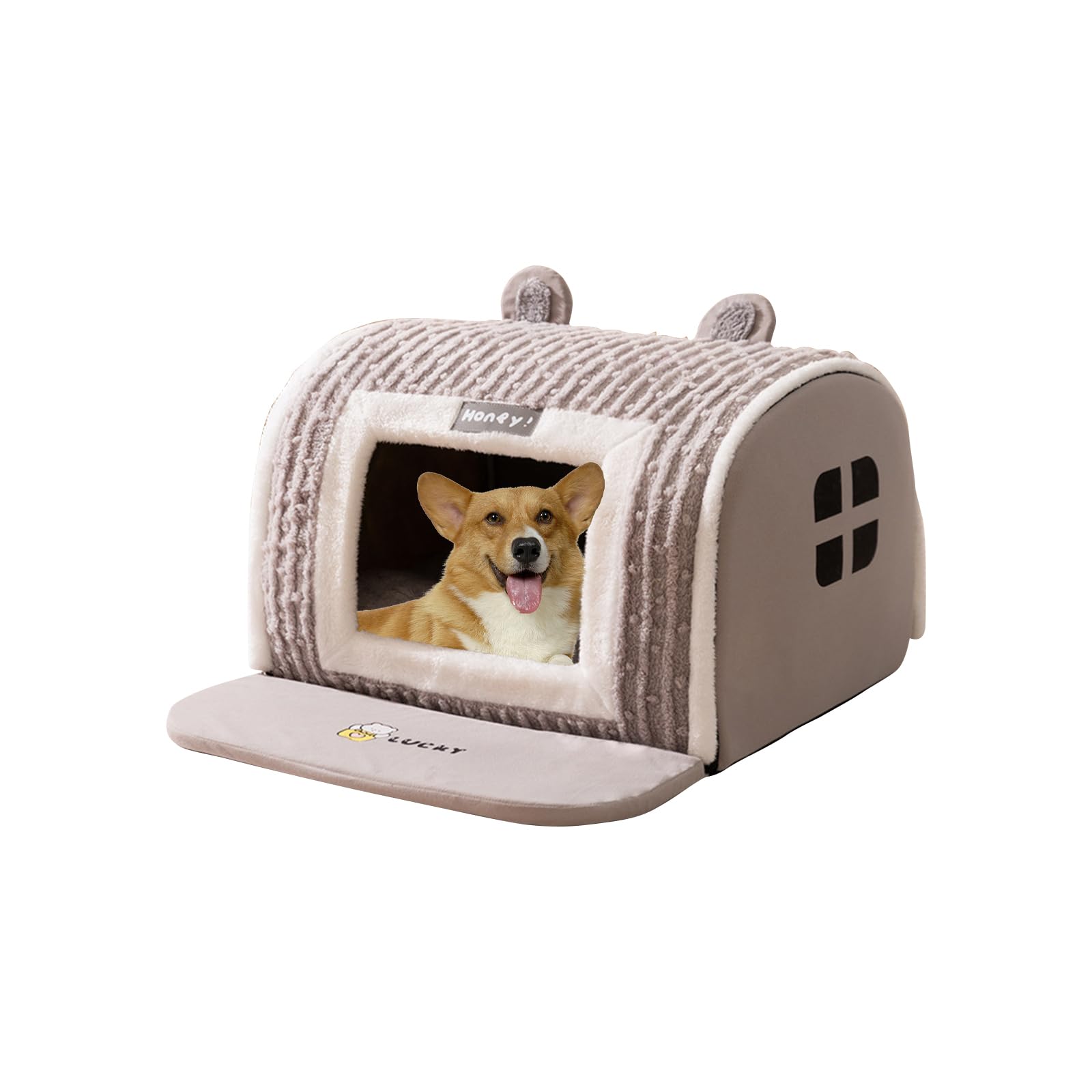 Galatée Cat House, Cozy Soft Cat Cave Bed, Hideaway, Small Dog Tent, Soft House And Tent, Cartoon Cute Pet House(3XL, Grey)