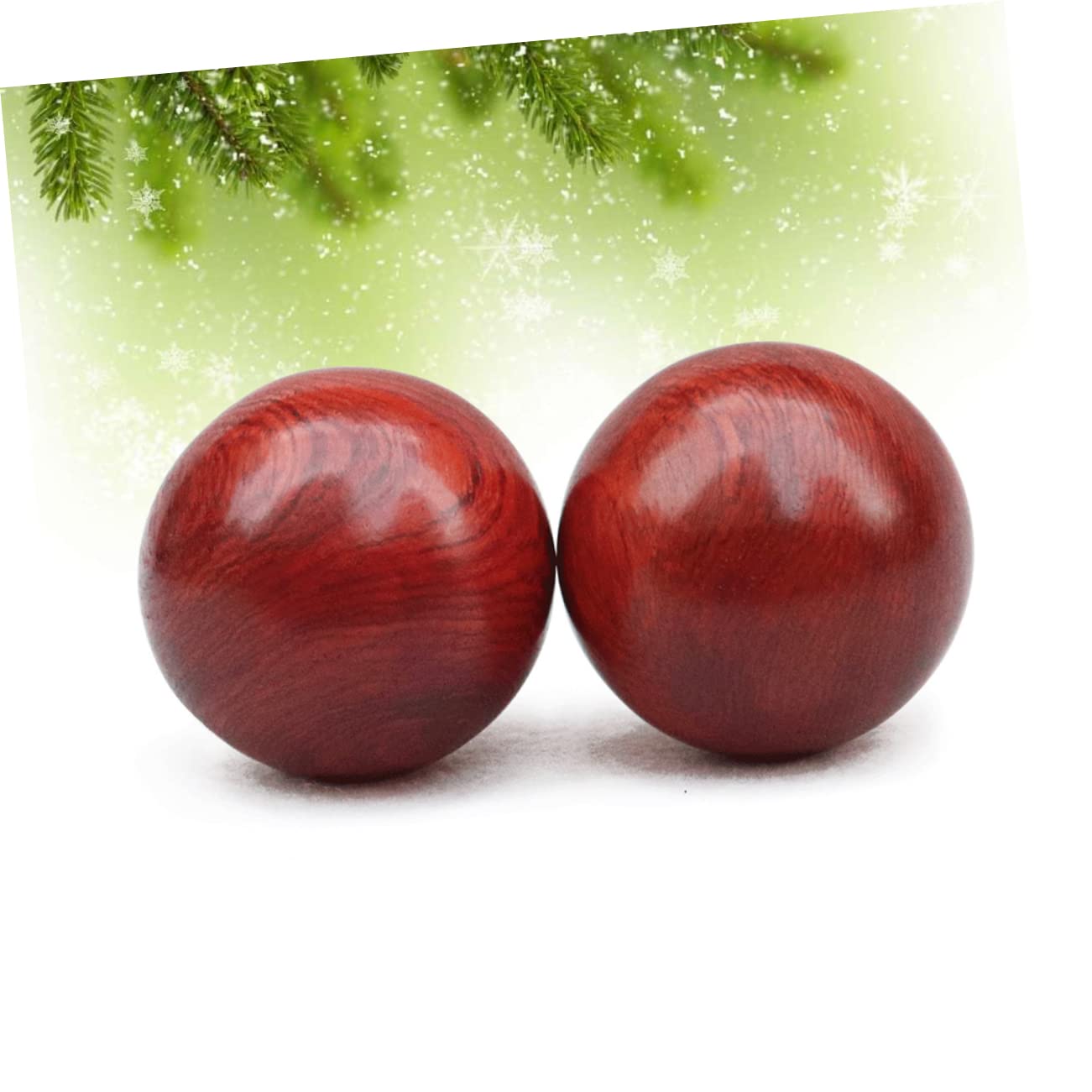 KOMBIUDA 2pcs Hand Message Ball Finger Exercise Hand Massager Balls Manual Massage Tools Wooden Hand Massage Ball Message Roller for Roll The Ball Fitness Red Moon