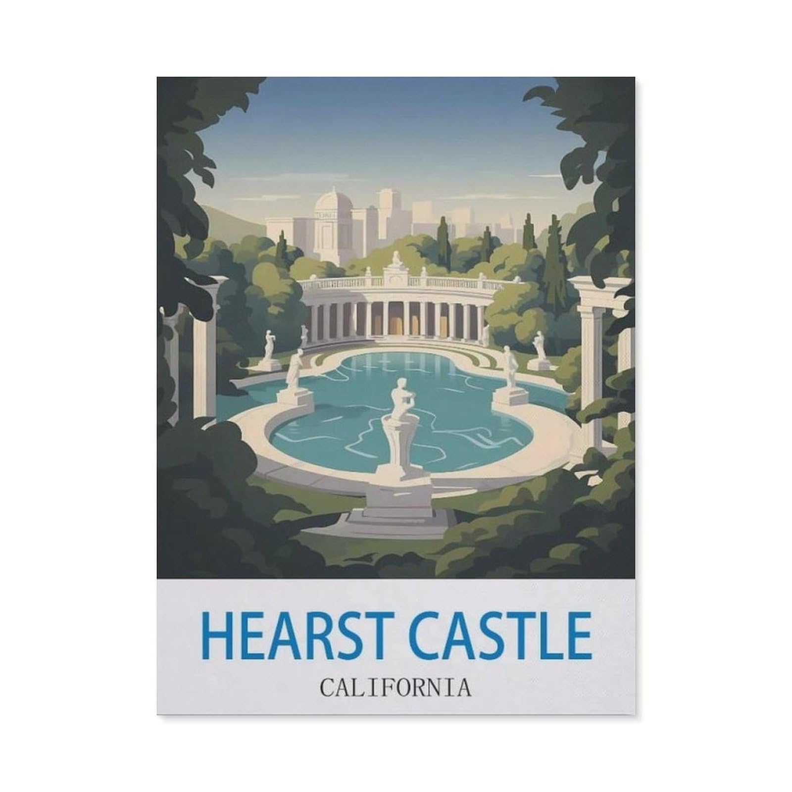 BEAYODKP 5D DIY Full Round Drill Diamond Painting，Hearst Castle California