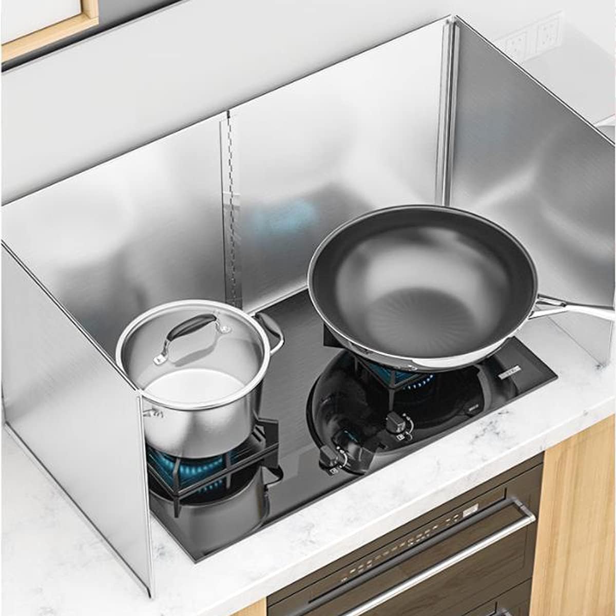 Kitchen Anti Splatter Shield Guard Oil Splash Baffle Kitchen Anti Splash Cover Spatter Proof Oil High Temperature Resistant Oil Baffle for Stove Top Protect with All S(Size:50 * 45 * 80CM)