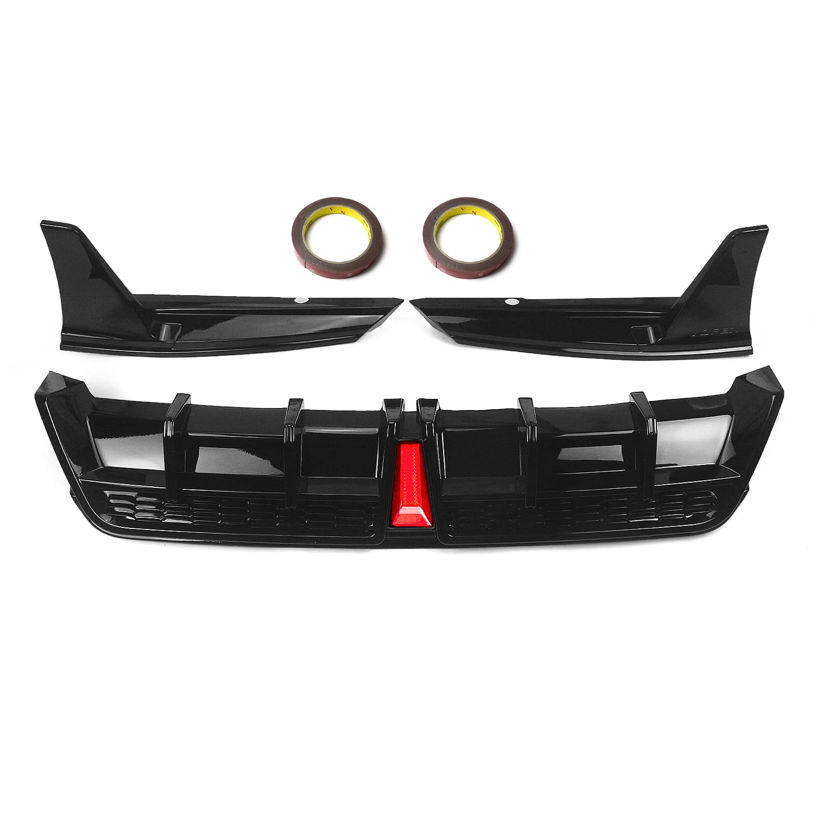Rear Bumper Lip Diffuser Rear Bumper Low Lip with LED Light For Toyota Camry SE XSE YOFER Style 2018-2024 (Gloss Black)