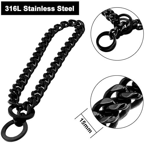 Heavy Metal 15Mm Duty Black Solid Stainless Steel Dog Choke Chain Collar Pet Necklace For Pit Bull, Mastiff, Bulldog, & Big Breeds 12 Inches-34 Inches (20Inch Chain(Suggest Dog Neck 16Inch)) #TOP3