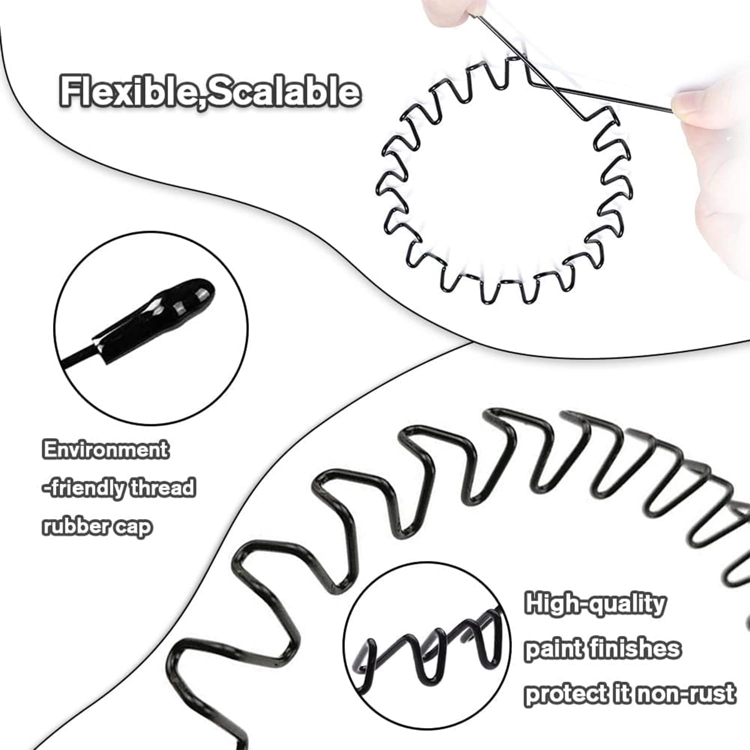 KELUBATU Metal Hair Band, Metal Fashion Hair Bands, Unisex Black Headbands, Wavy Headband Perfect for Outdoor Sports and Daily Use (10 Pack)