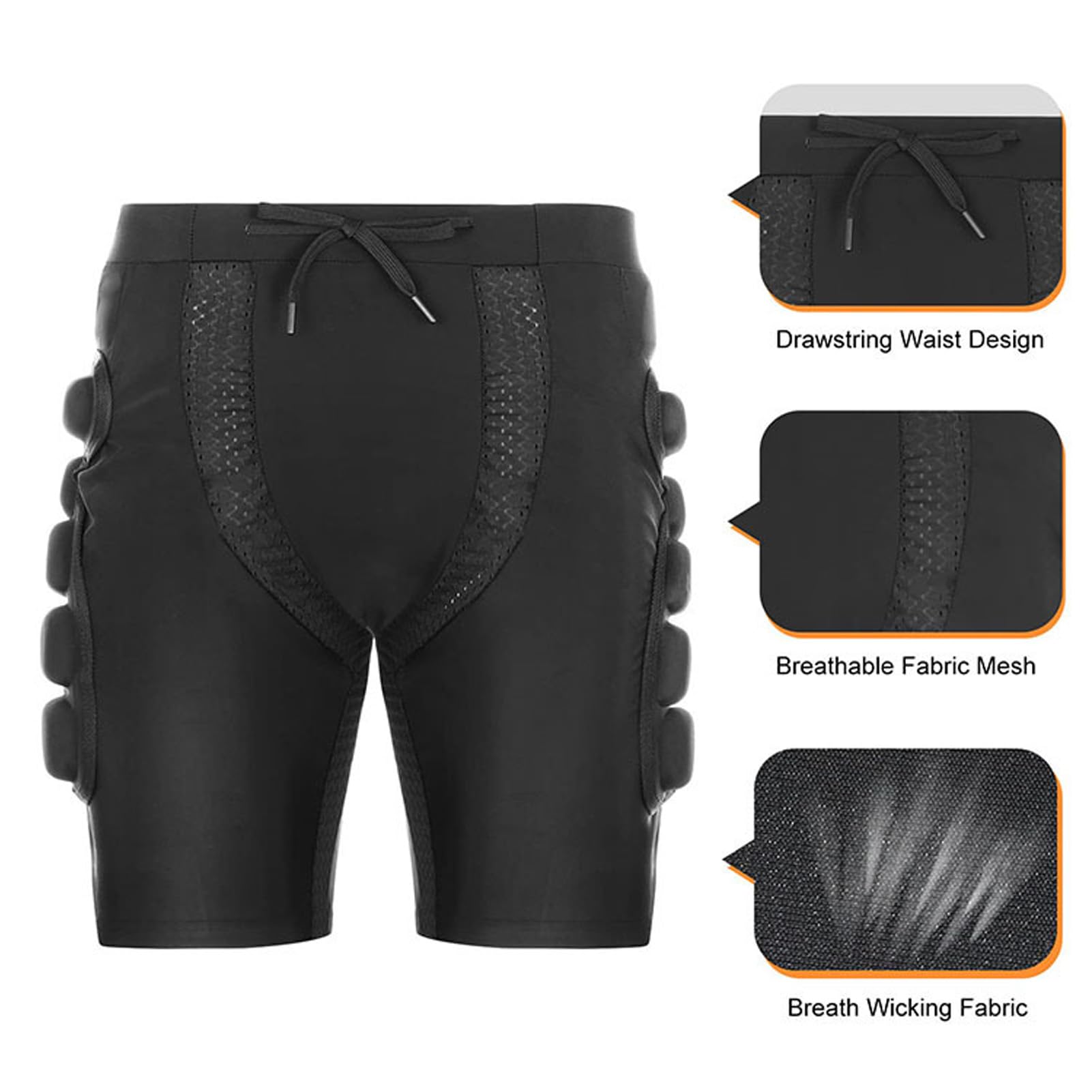 banapoy 3D -Schutz Eva Butt Pads Gepolsterte Shorts, Atmungsaktive, Verdickte Hüftbummel Kurze Hosen, Crash Pad Impact Gear Zum Skaten, Snowboarden, Skifahren