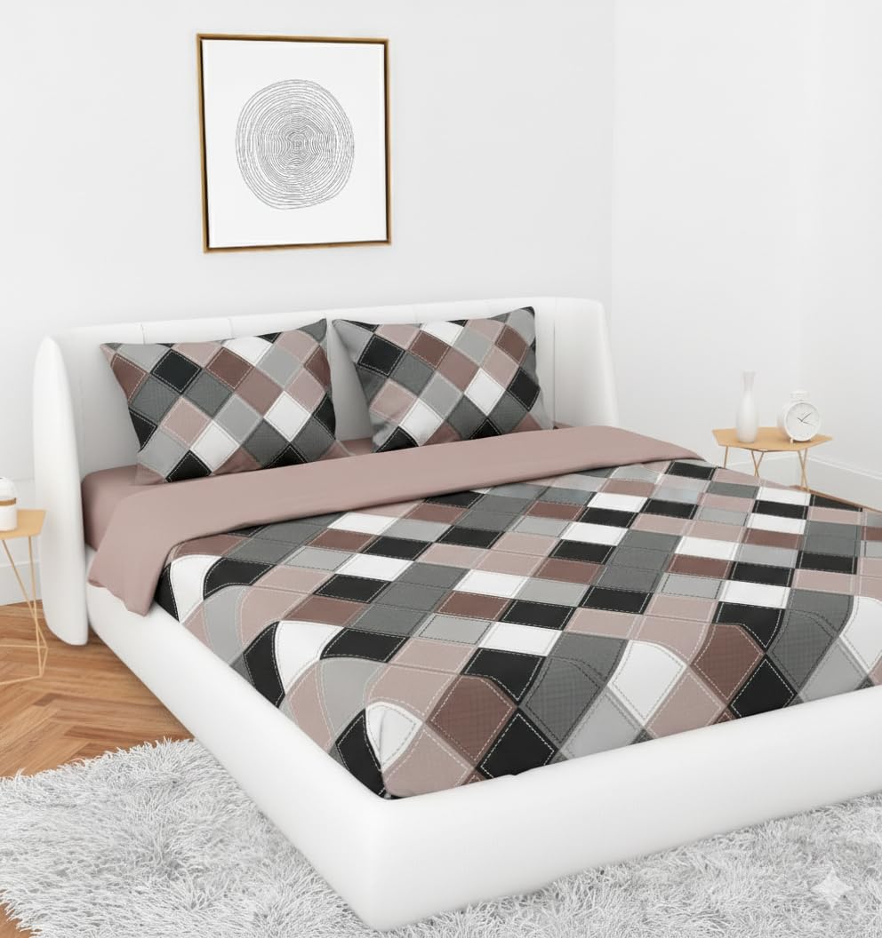 Gleeson 144 TC Queen Size Bedsheets with Elastic Fitted,Bedsheet for Double Bed with 2 Pillow Covers,Fitted Bedsheets Queen Size 60 x 72 Inch,All Round Elastic Bed Cover-image-35