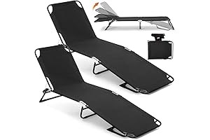 2 Pack Portable Lounge Chair Adjustable Reclining Sunbathing Pool Chair