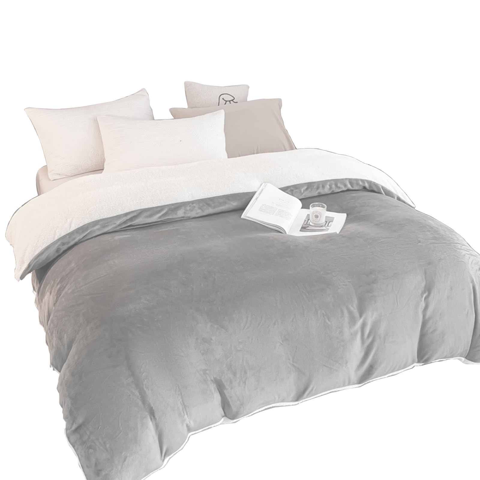 Espesar Franela Juego De Funda,Invierno Mantener Caliente Funda Gris Funda De Edredón (Gris, 150x200cm(59x79inch))