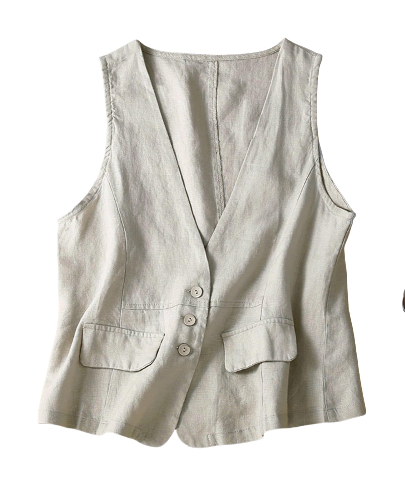 Vest for Women Summer Linen Sleeveless Button Down V Neck 2025 Cropped Waistcoat Vests Crop Tops
