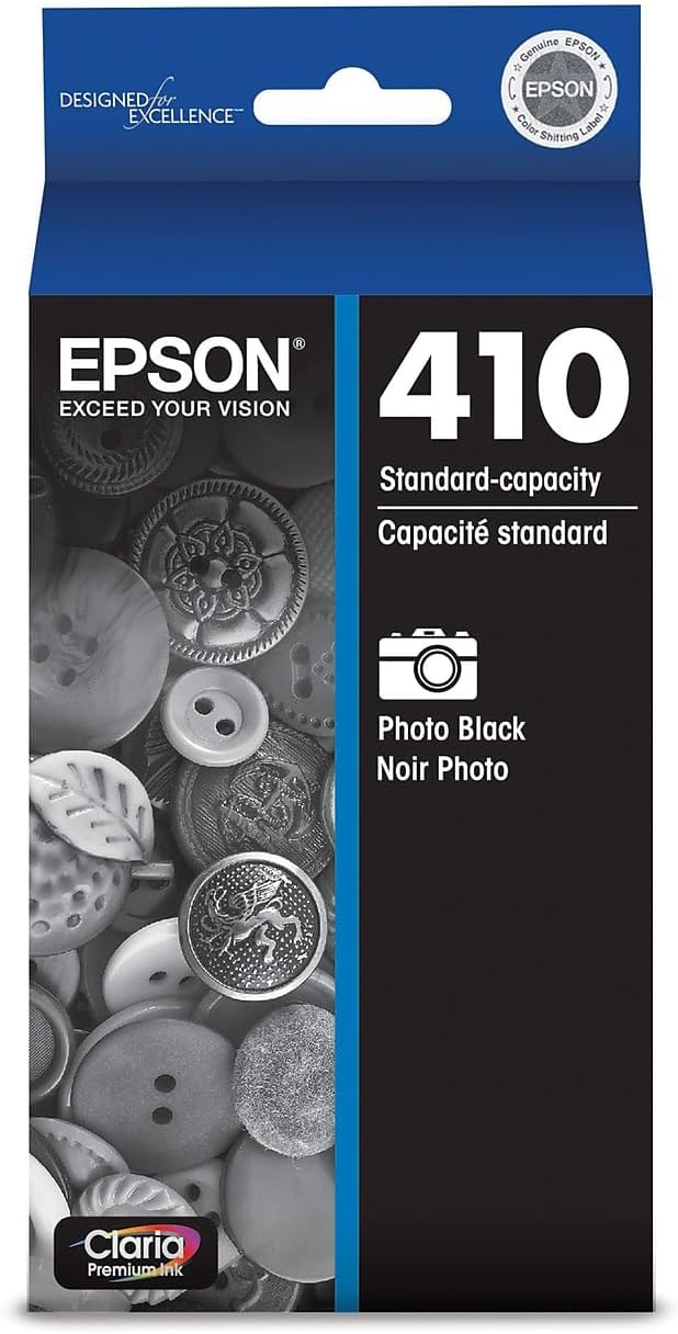 EPSON 410 Claria Premium Ink Standard Capacity Photo Black Cartridge (T410120-S) Works with Expression Premium XP-530, XP-630, XP-640, XP-7100, XP-830