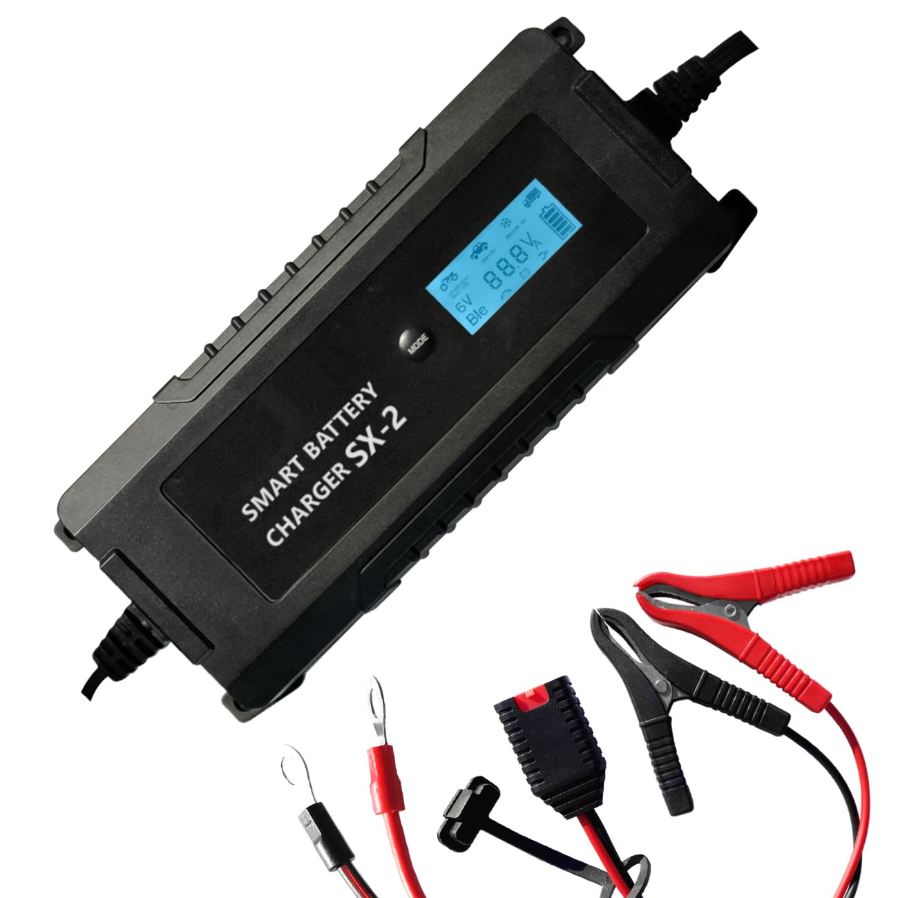Caricabatterie SX-2, LiFePO4 12.8V 10 a 80Ah 4 celle, piombo 12V 24V 4 a 240Ah, batterie WET auto moto camion, GEL, AGM, VRLA, funzione diagnosi, ripristino, carica e mantenimento, gestibile via APP