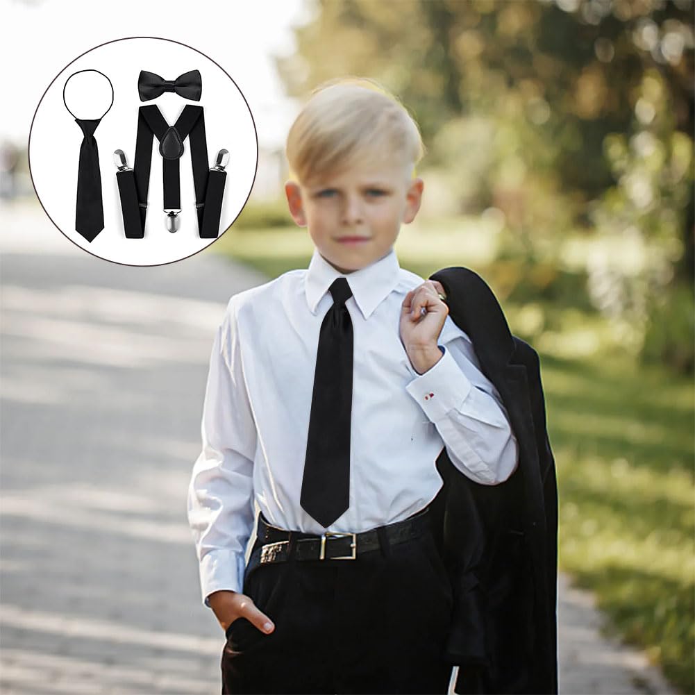 Tirantes Ajustables en Forma de Y con Pajaritas para Niños y Niñas 1-12 Años Negro Clip Talla Única