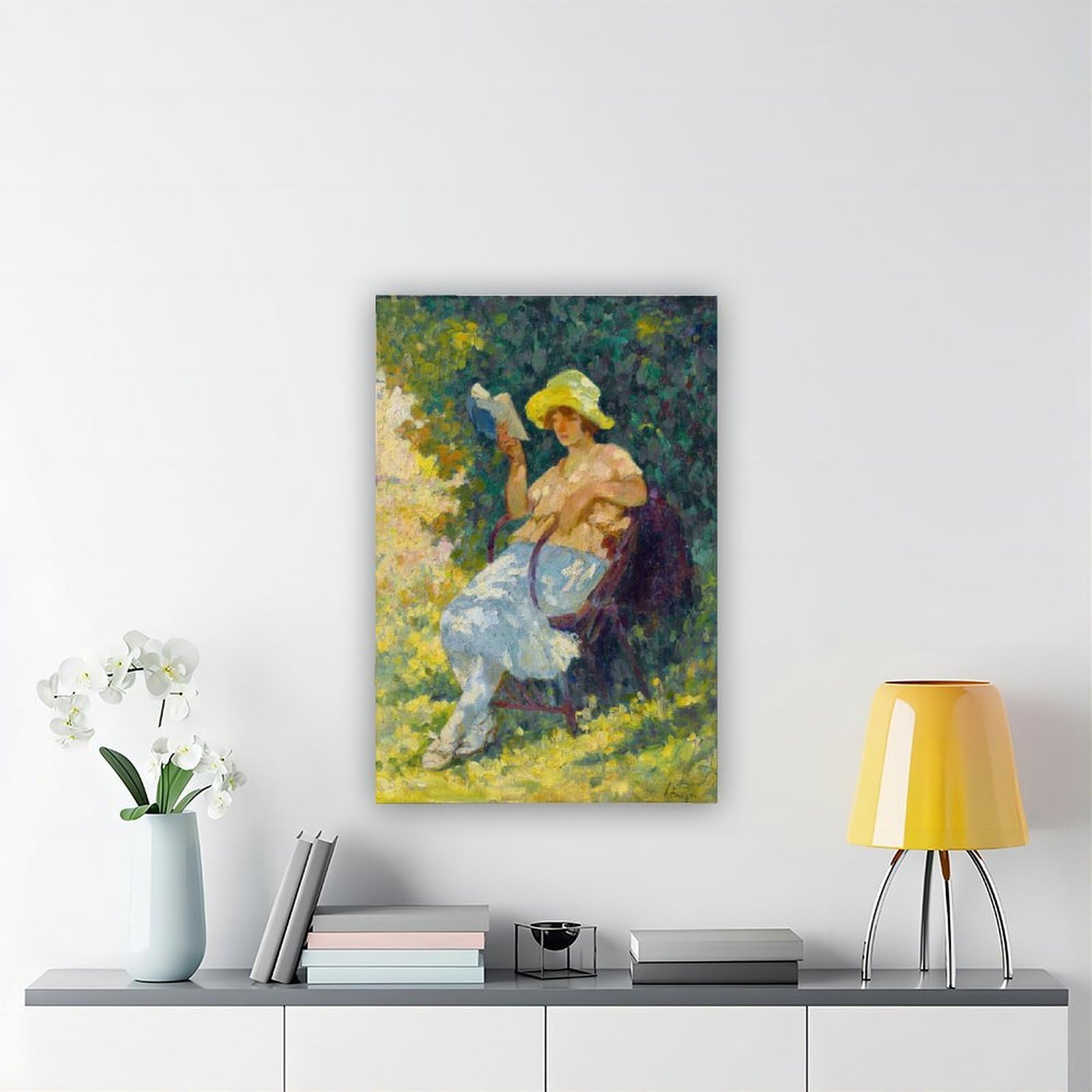 ANFOTCM Henri Lebasque, czytanie w ogrodzie sztuka dekoracja ścienna plakat rodzina bar restauracja garaż kawiarnia sztuka znak prezent 60 x 90 cm