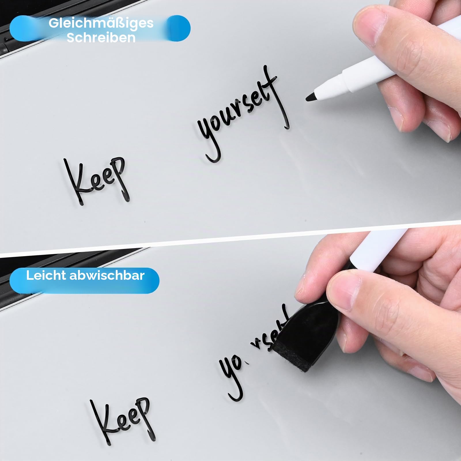 Varhomax Glas-Schreibtisch-Whiteboard mit kabellosem Ladegerät, trocken abwischbar, Aufbewahrung, Buddy To-Do-Liste, Notizblock für Zuhause und Büro