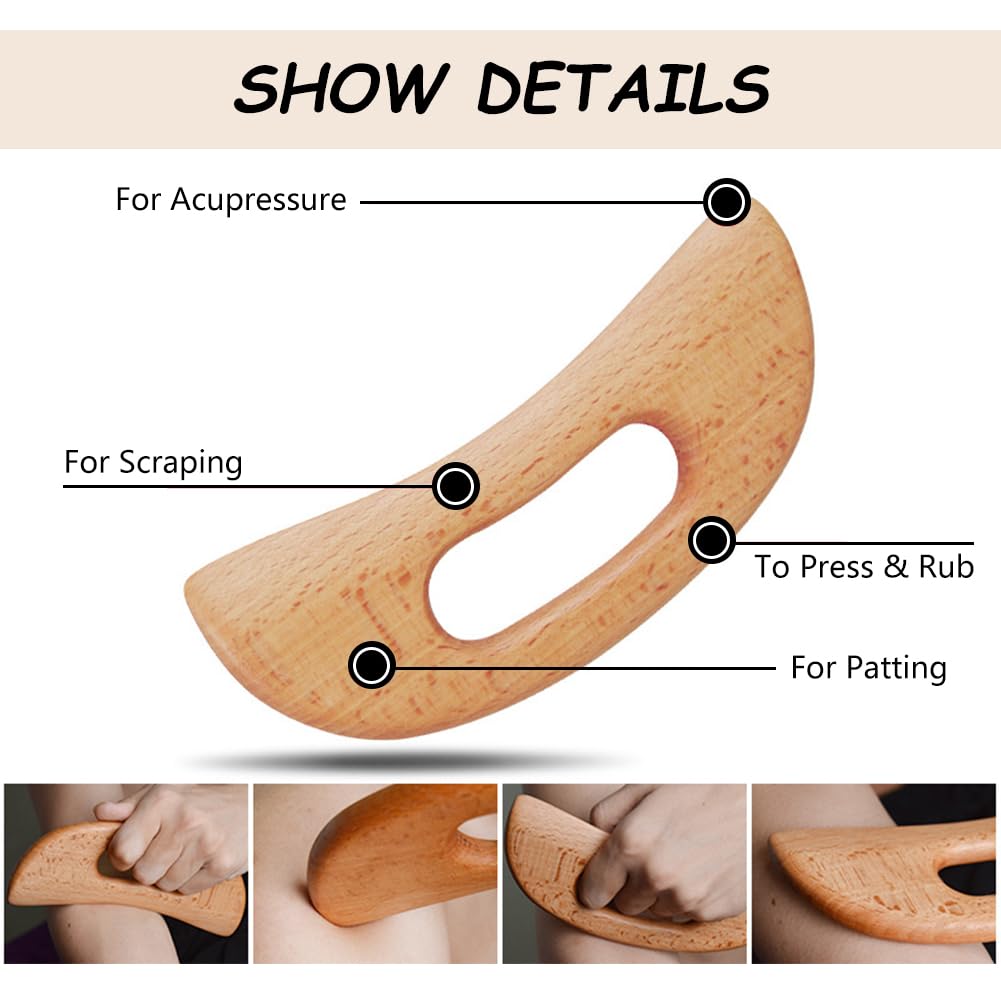 Gua Sha masażer z drewna, drenaż limfatyczny, drenaż limfatyczny, guasha Board, naturalne drewno, do twarzy, szyi, ciała, drewna Gua Sha