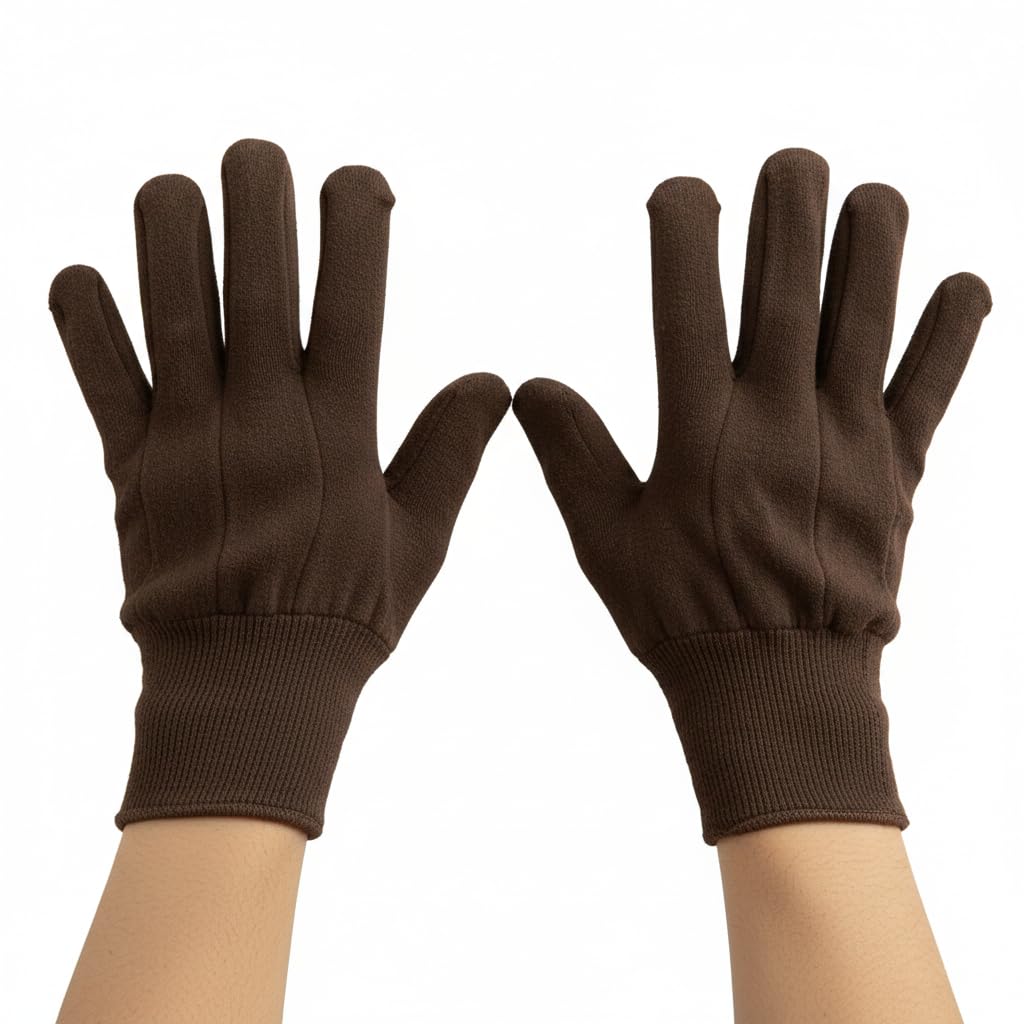 Cotton/Polyester Jersey Work Gloves by Glownary – Large, Nitrile, Brown, Pack of 300