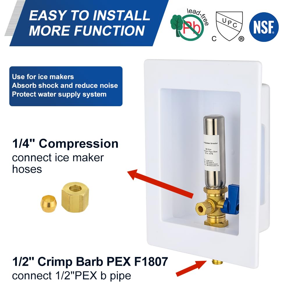 EFIELD Premium Ice Maker Box,1/2Inch Crimp Pex Inlet