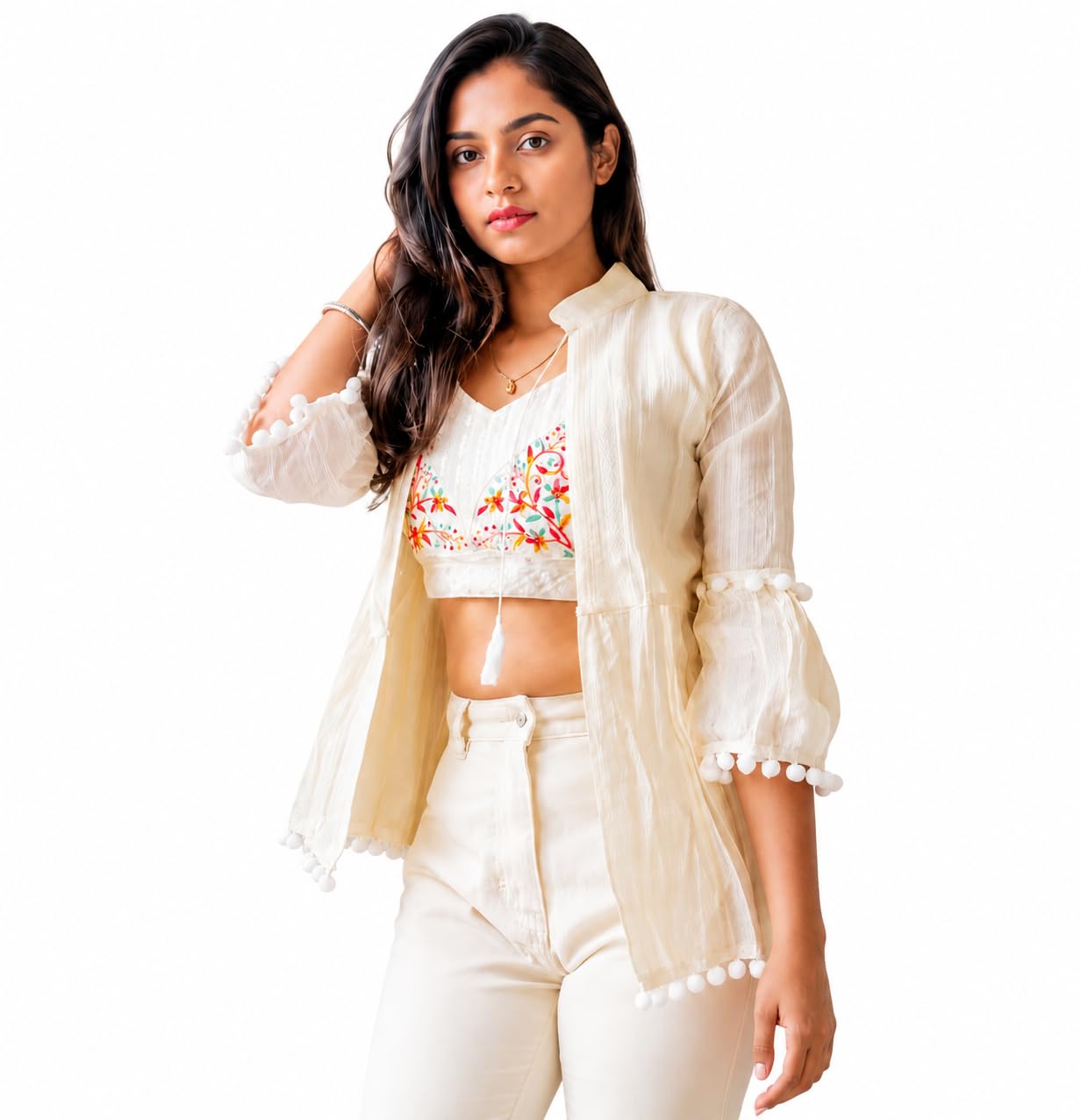 Shobha Collections Women's Embroidered Top with Shrug Set | Casual & Festive Shrug Set for Girls-picture-29