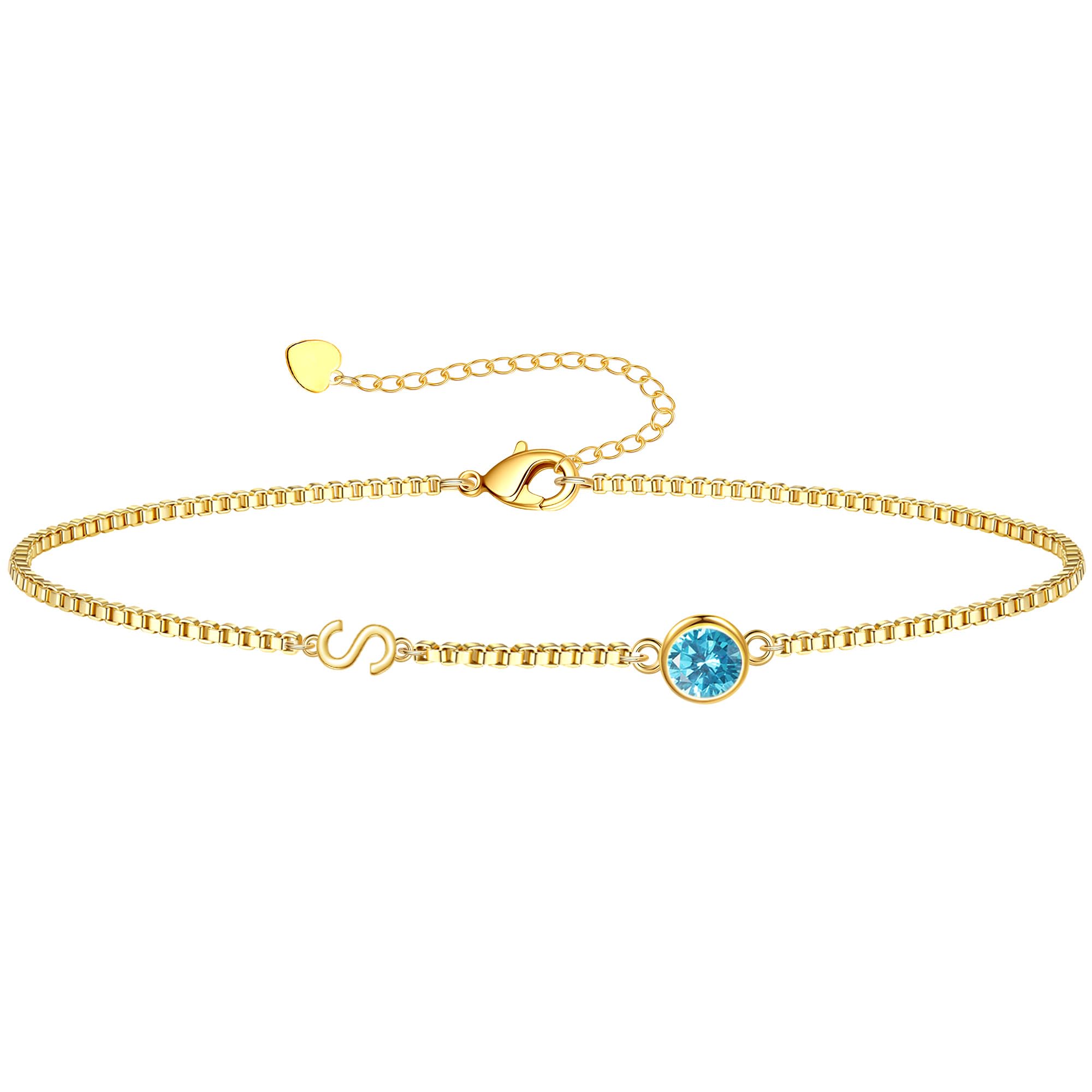 Mothers Day Gifts for Daughter Mom, Birthstone Bracelets for Women Birthday Gifts for Teens Initial Bracelet Trendy Letter A-Z Dainty Bracelet 21st 30th Mom Birthday Gift Birthstone Jewelry