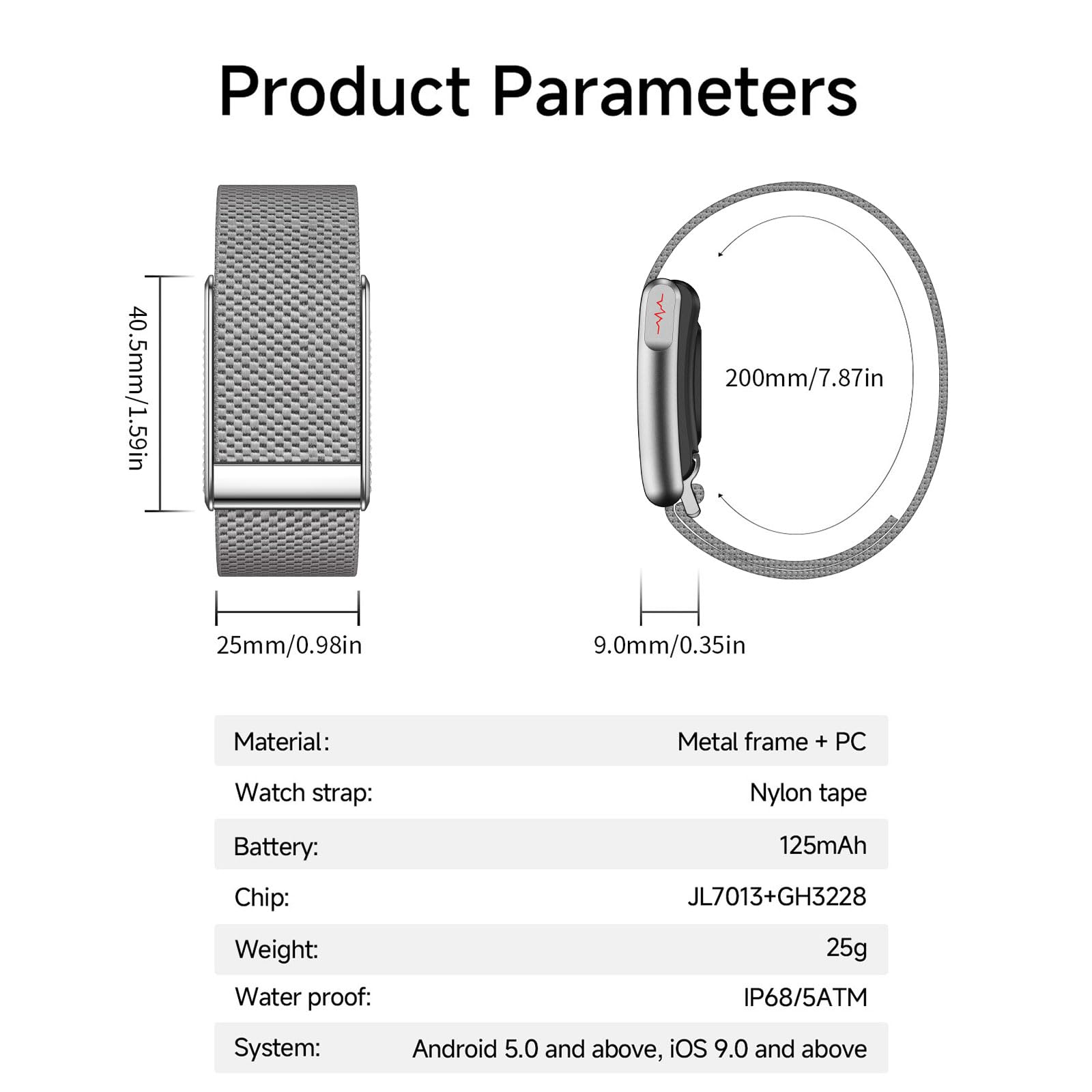 findtime Traqueur de fitness sans écran, tracker d'activité, bande connectée NFC, étanche IP68, calories, suivi de la distance, plusieurs modes sportifs, moniteur de sommeil, moniteur de fréquence