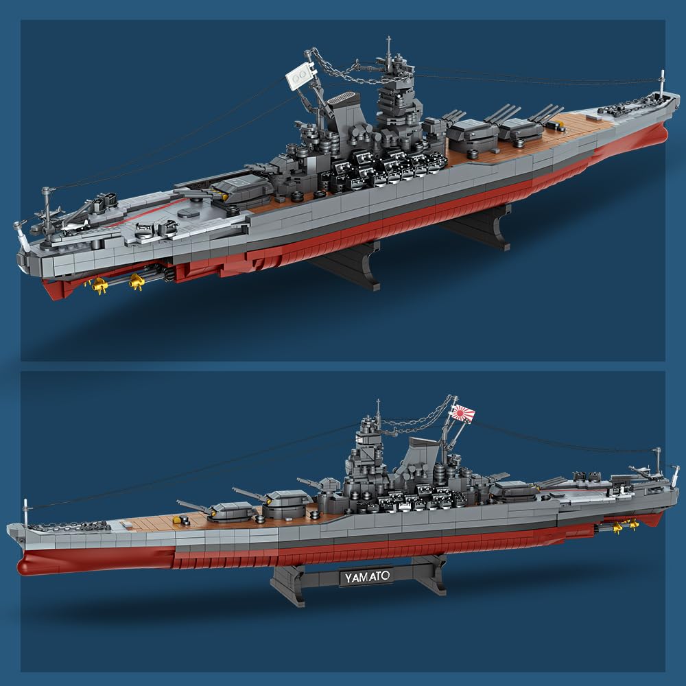 MISINI M7001 Set Blocchi Costruzione Nave Da Guerra Yamato 1:300 – 2569 Pezzi Modellismo Storico Per Adulti E Ragazzi