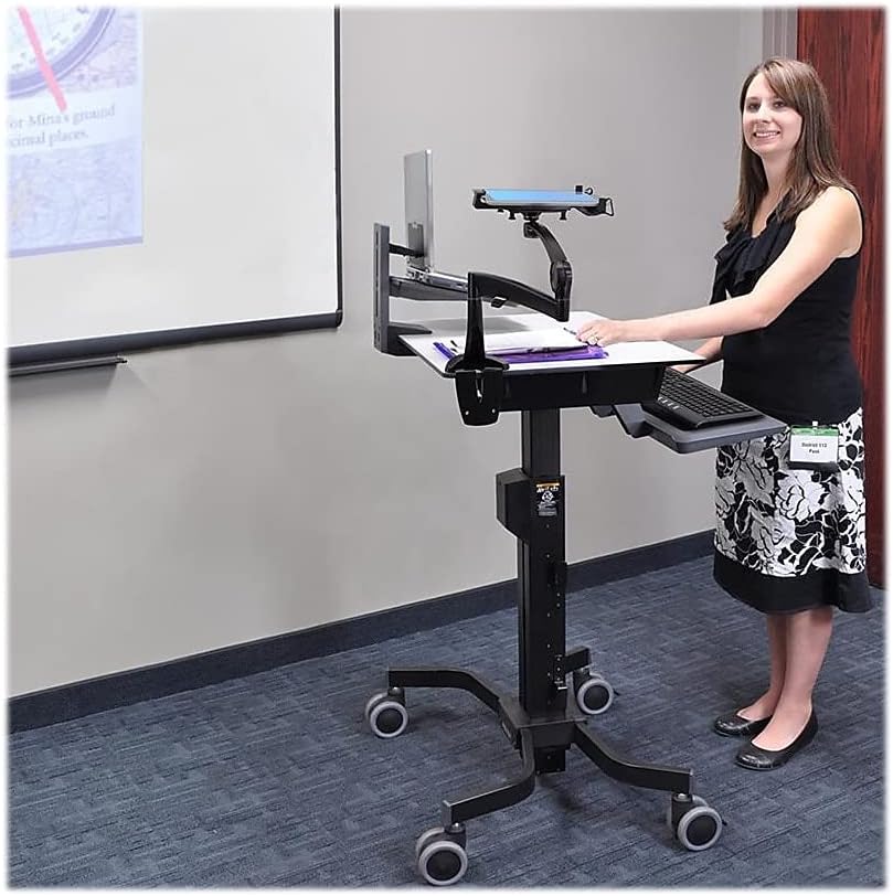 Ergotron 24220055 TeachWell Mobile Digital Sit-Stand Workstation, 31 x24 1/8 x 51 7/8, Gray/Black