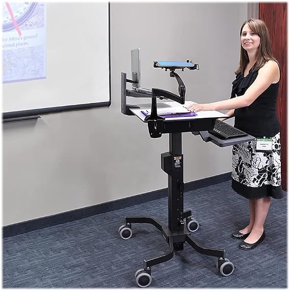 Ergotron 24220055 TeachWell Mobile Digital Sit-Stand Workstation, 31 x24 1/8 x 51 7/8, Gray/Black