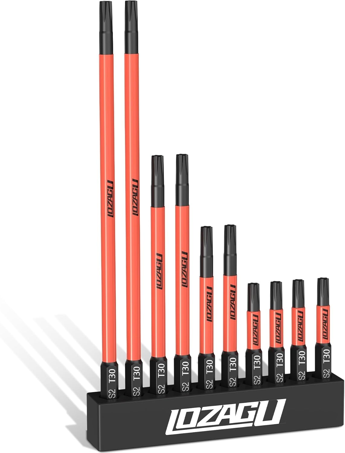 10-Piece T25 Torx Bits, 2'' to 6'' (50-152mm), Magnetic T25 Torx Bits for Impact Driver, 1/4 Inch Hex Shank | S2 Steel