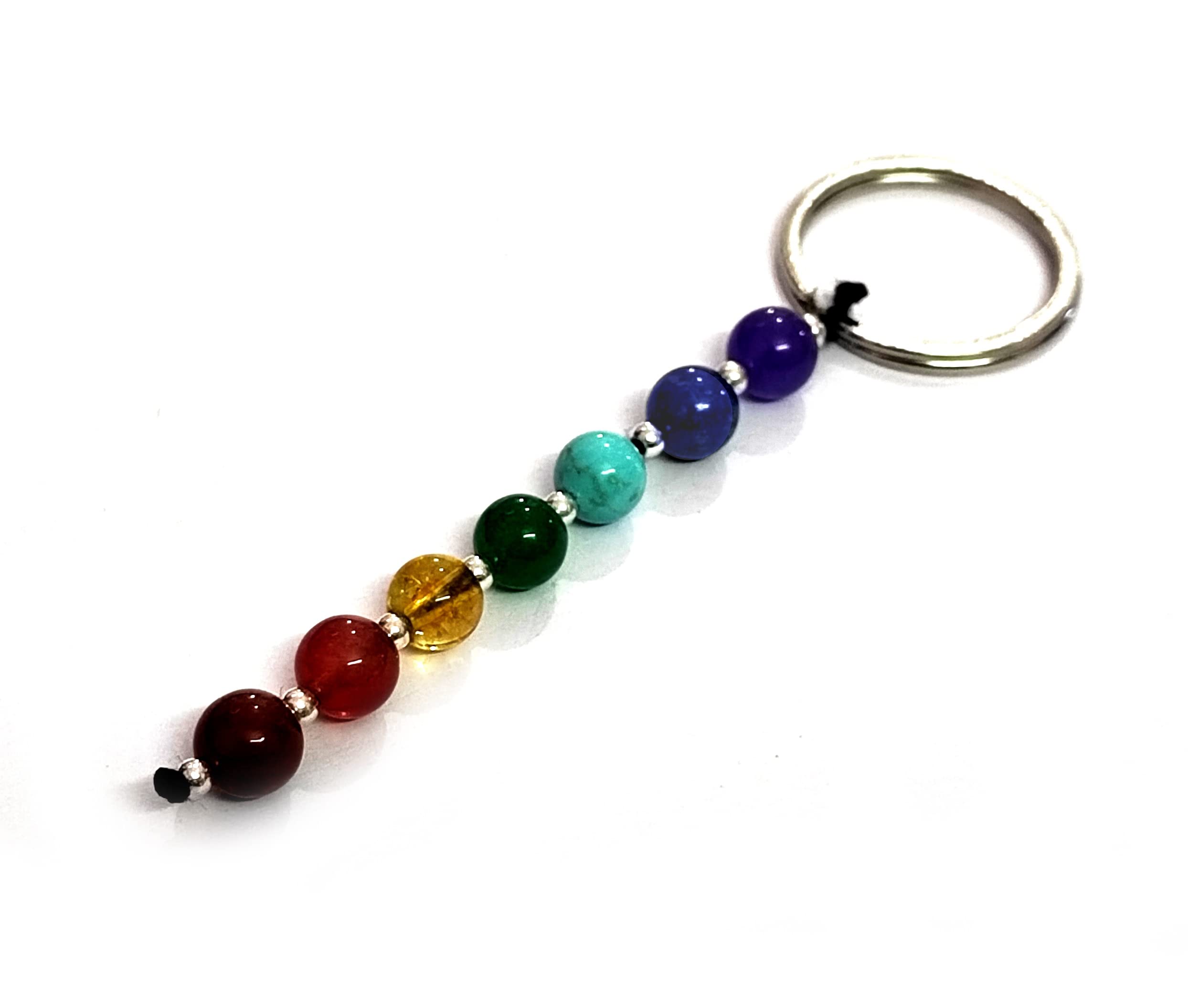 Natural Chakra Beaded Crystals Key Chain Key Ring For Chakra And Reiki Healing-image-45