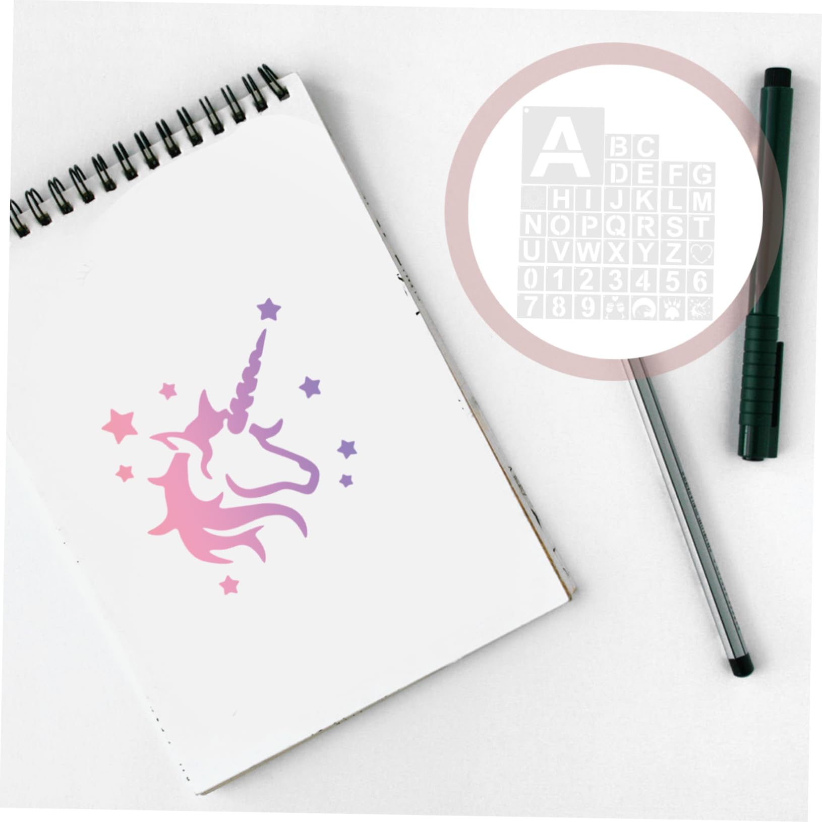 SHINEOFI 126pezzi Stencil Per Pittura Lettere Numeri e Modelli Per Creazioni Fai Te Per Decorazioni Di Diari e Scrapbooking
