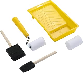 Foam Paint Brushes Roller Set - 5-Piece Sponge Paint Brush and Foam Trim Roller Kit for Arts and Crafts, Wall DIY Stencili...
