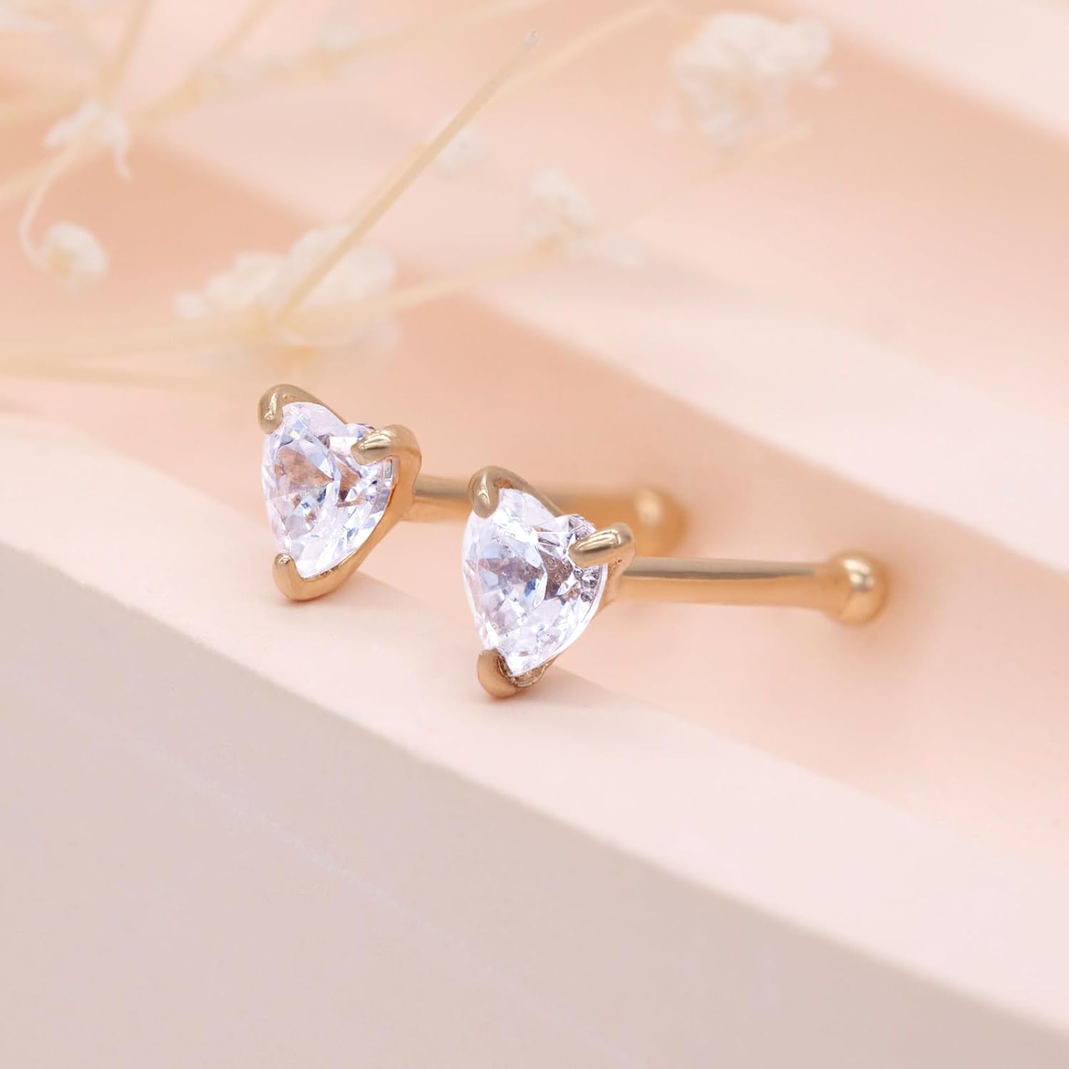 22G/20G Nose Stud 14k Gold Nose Rings for Women Piercing Jewelry for Women Non-Irritating Skin Safe Gold Nose Ring Studs