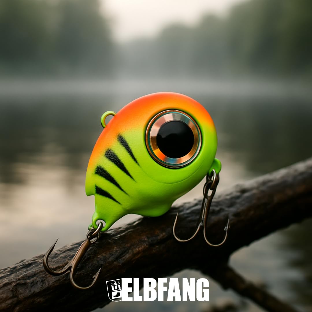 HyperEye Box - 5 Leurres à Crankbaits sans lèvres | 4,5 cm - 8,5 g | Coulant lentement | Kit de leurres vibrants pour perche, sandre et brochet | Boîte de pêche premium incluse