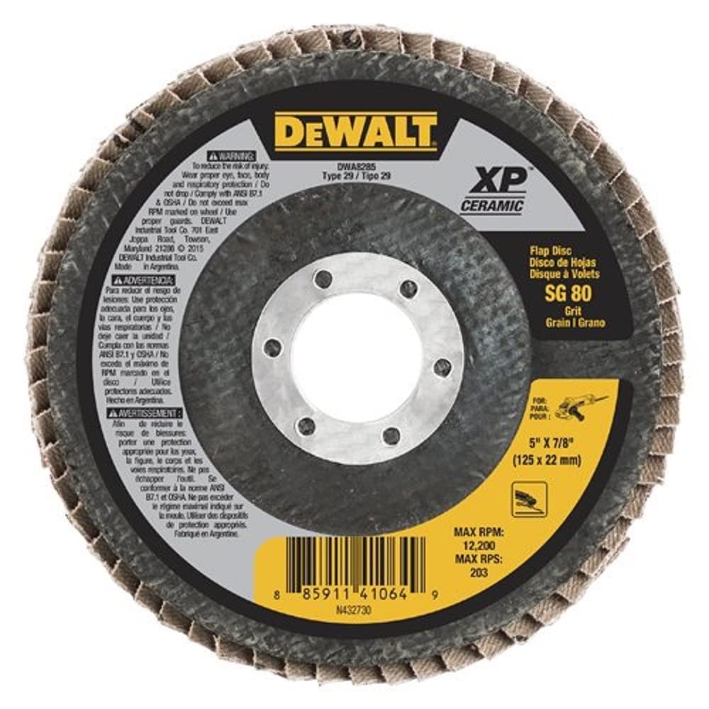 Amazon DEWALT DWA8285 80G T29 XP Ceramic Flap Disc, 5 x 7/8 by DEWALT