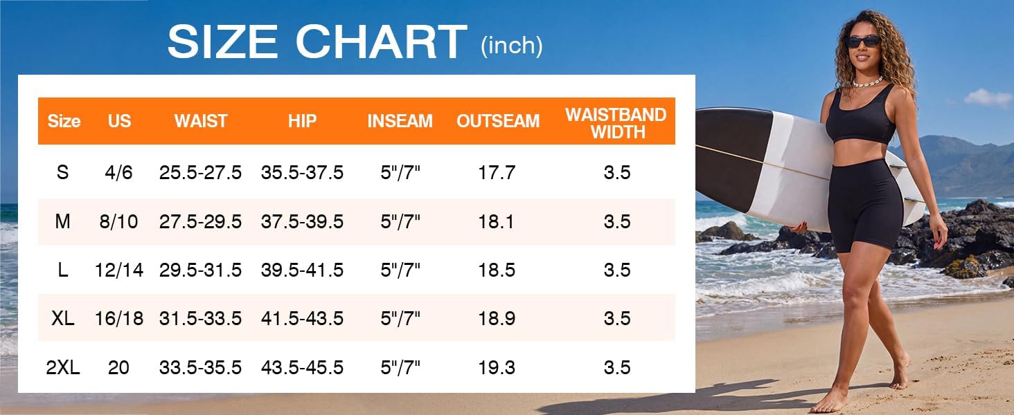 Women’s 5" High Waisted Women's Swim Shorts Sport Board Shorts Swimsuit Bottom