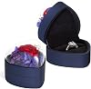 Engagement Ring Box for Proposal Promise, Eternal Flowers Rose Gifts for Valentines Day, Heart Shaped Blue Ring Box