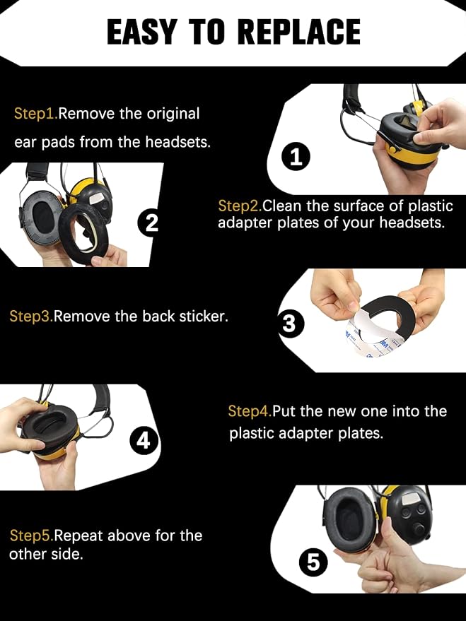 PROHEAR FEP01-1Par Almohadillas de Espuma de Repuesto (Mejoradas) para 3M WorkTunes Connect (90543, 90544, 90542, 90541), Auriculares de Radio ZOHAN EM042, Protección Auditiva Bluetooth 037 miniatura 5