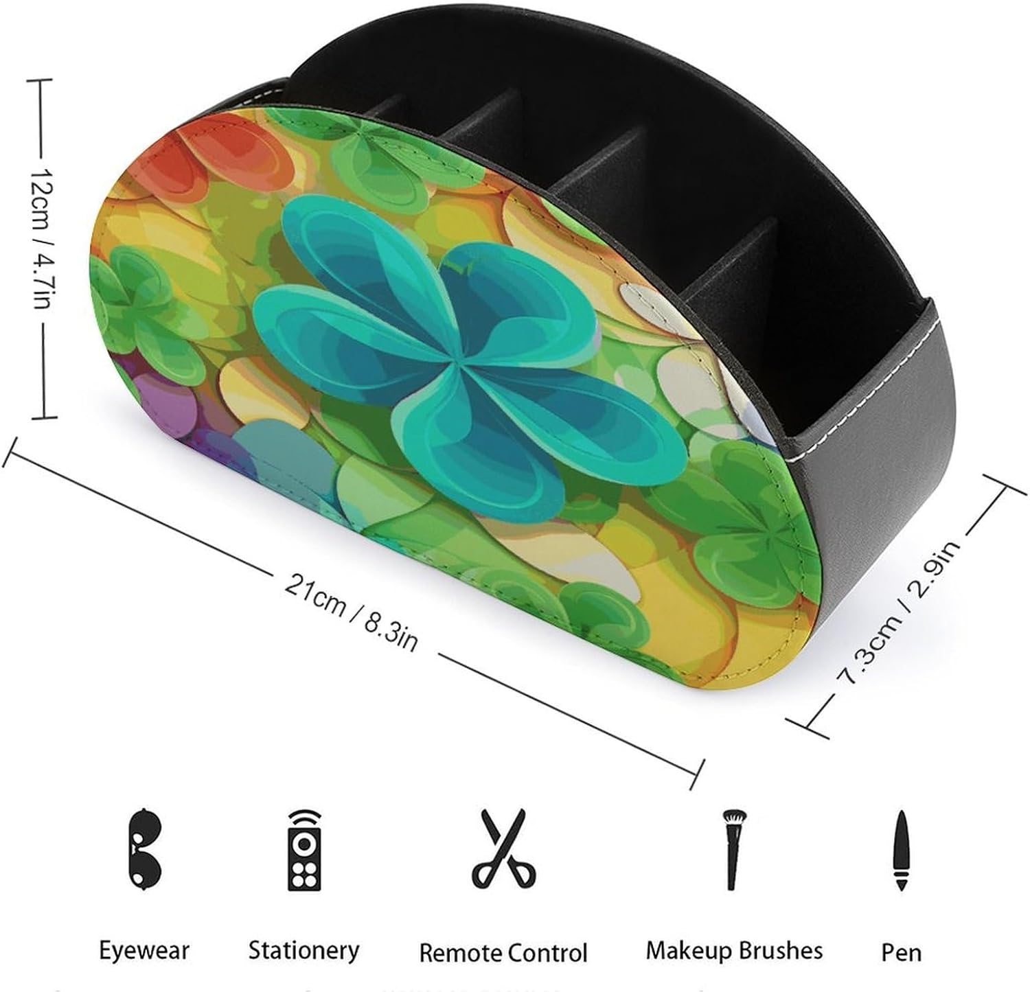 Rainbow Circle Shamrock Remote Control Holder PU Leather image 2