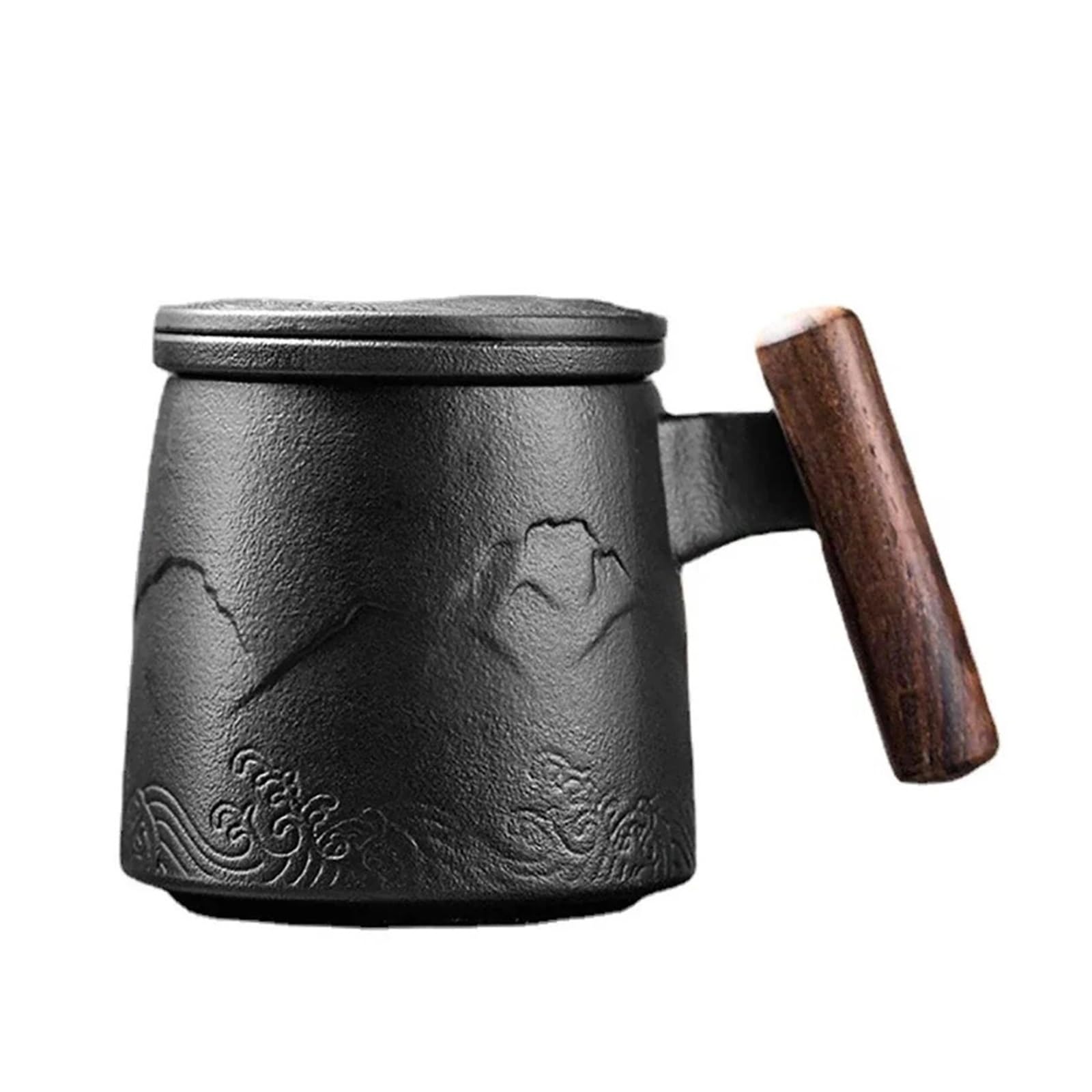 Tasse Mit Deckel Schöne Teetassen aus Keramik im Vintage-Stil, for Tee, Kaffee, Bier, große Tasse mit Sieb, Deckel mit Holzgriff, Geschirr, personalisiert(Color03)