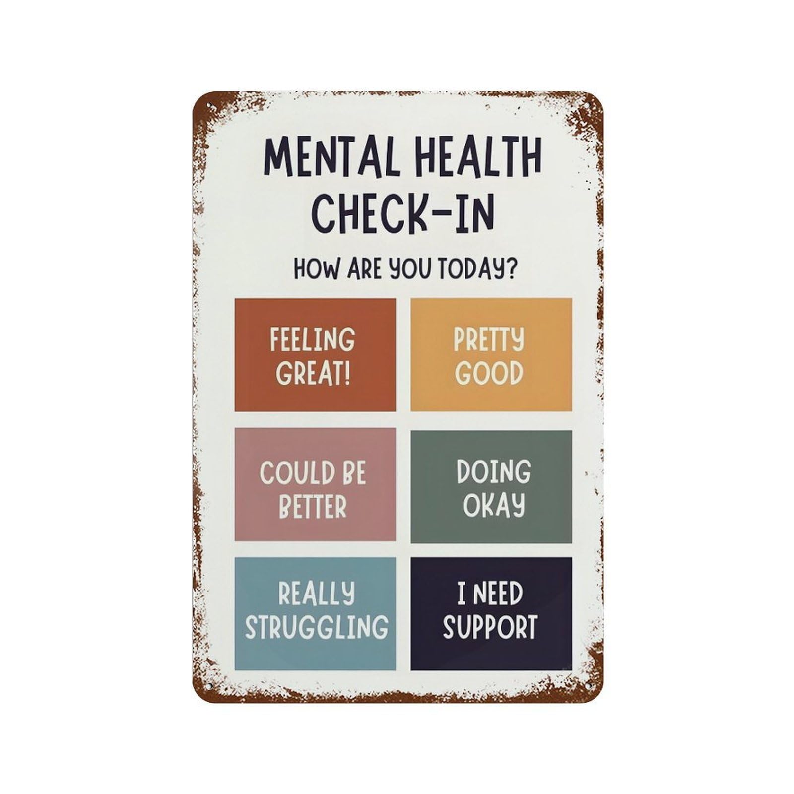 xiaoxiaoshen Mental Health Check In Wall Decor Art Metal Tin Poster Modern Home Decor Art Home Bar Shop Decorations Vintage Sign 30x20cm