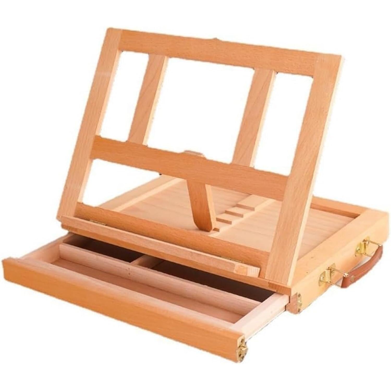 HADECOLL Desktop Easel With Drawer, Adjustable Tabletop Oil Painting Rack, Portable Sketching Easel With Leather Handle