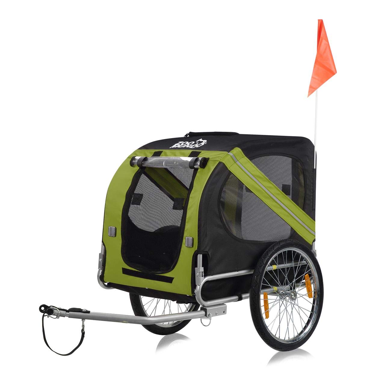 zoomundo Remorque Velo pour Chien Transport Animaux en Vert/Noir - Silver Frame